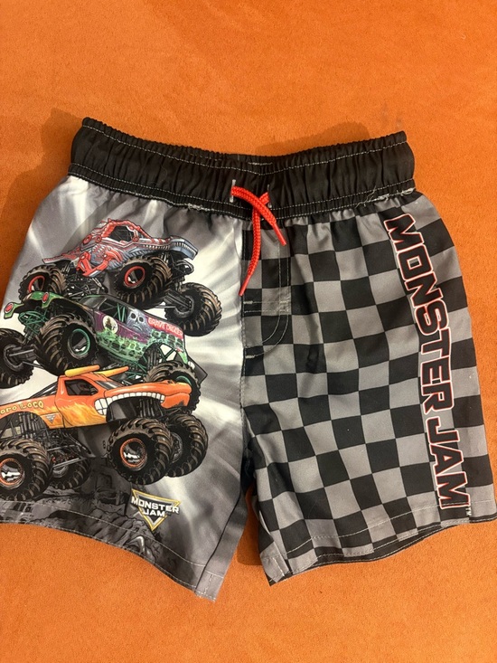 Other - Monster Jam Swim Trunks Boys 3T Toro Loco Grave Digger Checkered NWOT